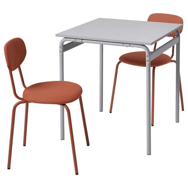 GRÅSALA / ÖSTANÖ Table and 2 chairs, gray/Remmarn red-brown, 26 3/8 "