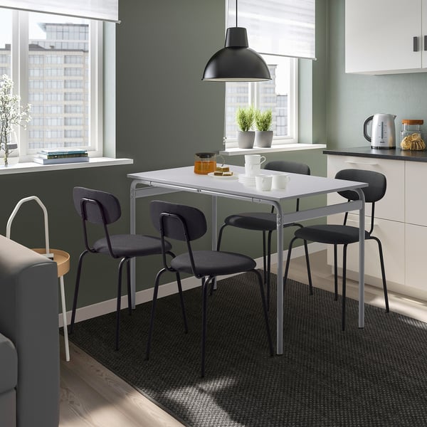 GRÅSALA / ÖSTANÖ Table and 4 chairs, gray/Remmarn dark gray, 43 1/4 "