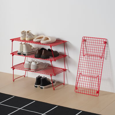 GREJIG Shoe rack, bright red, 22 7/8x10 5/8x6 3/4 "