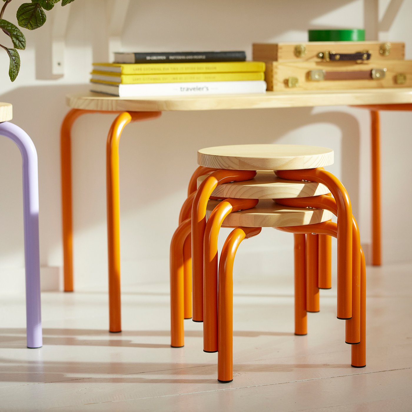GREJSIMOJS children's stool, wood/orange - IKEA