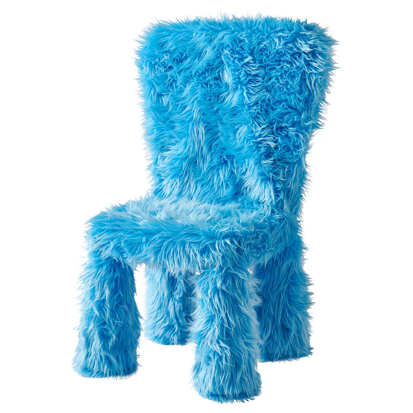 GREJSIMOJS cover for children's chair, faux fur/blue - IKEA