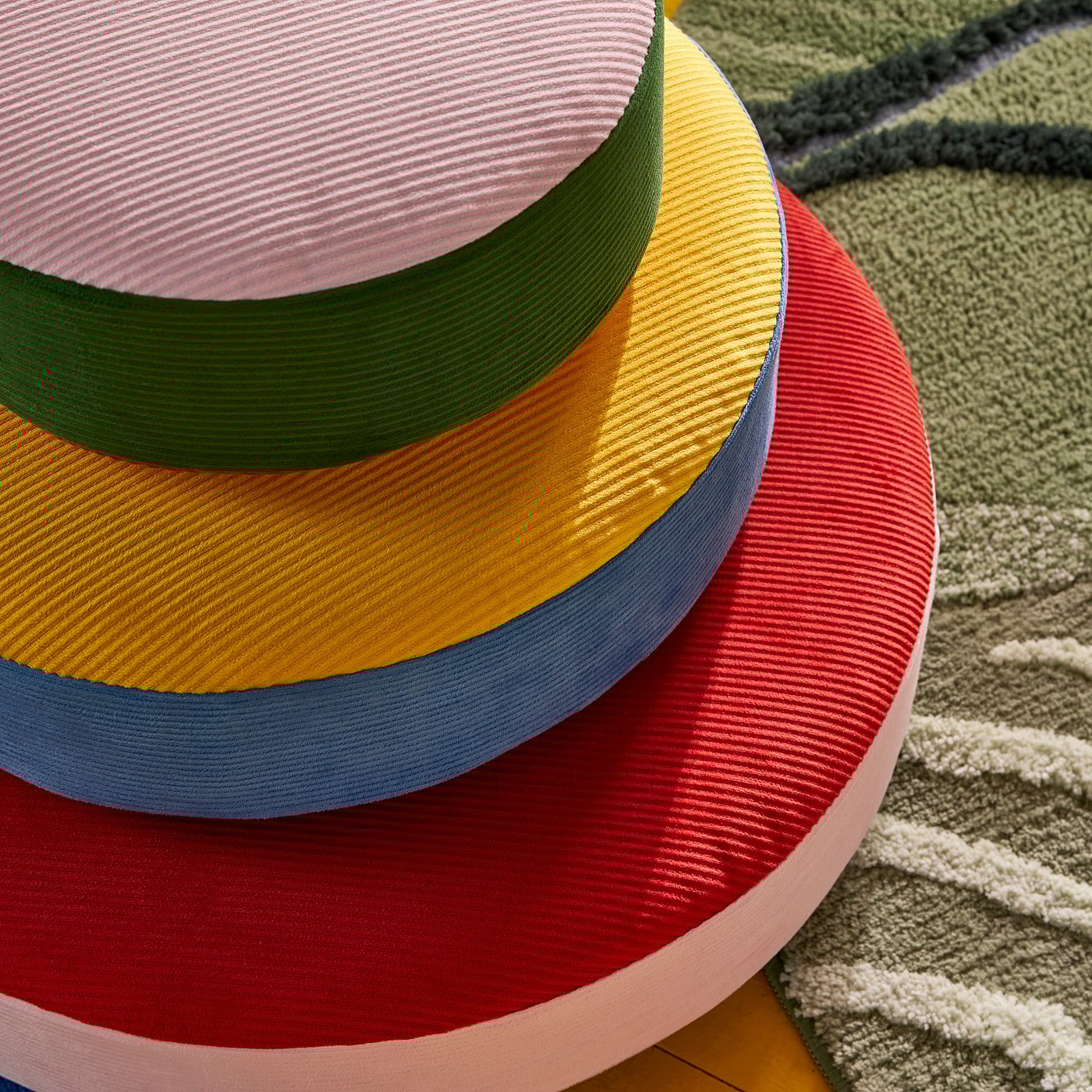 GREJSIMOJS floor cushion, set of 3, stackable/multicolor - IKEA