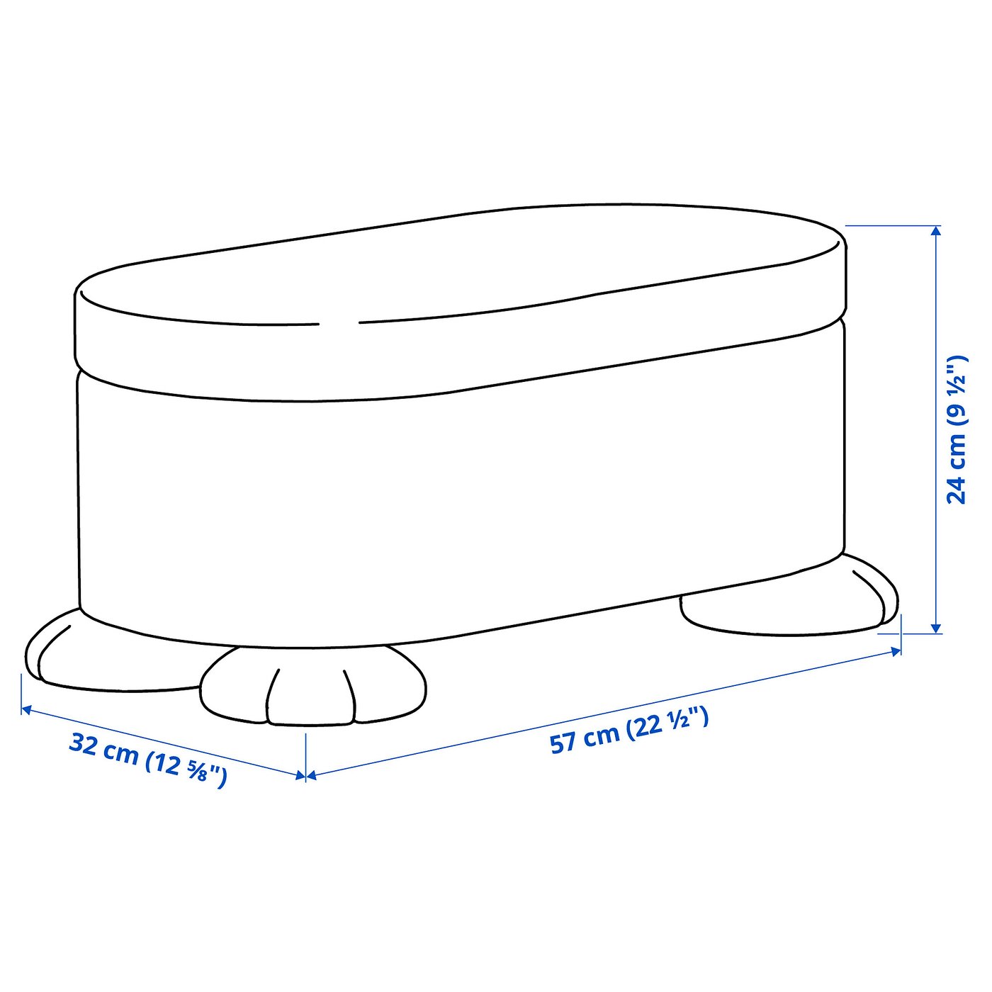 Pouffe with storage, yellow 6