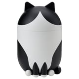 GREJSIMOJS Storage with lid, cat-shaped black/white