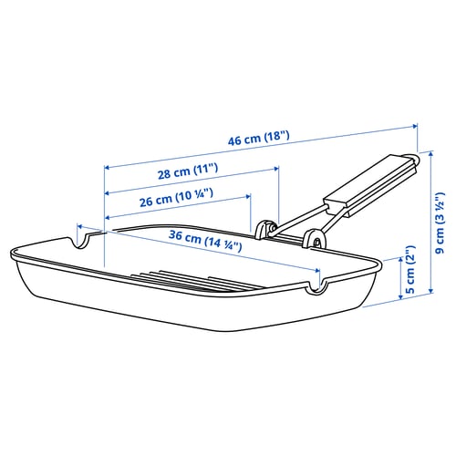 Illustration with measurements for the product: GRILLA.