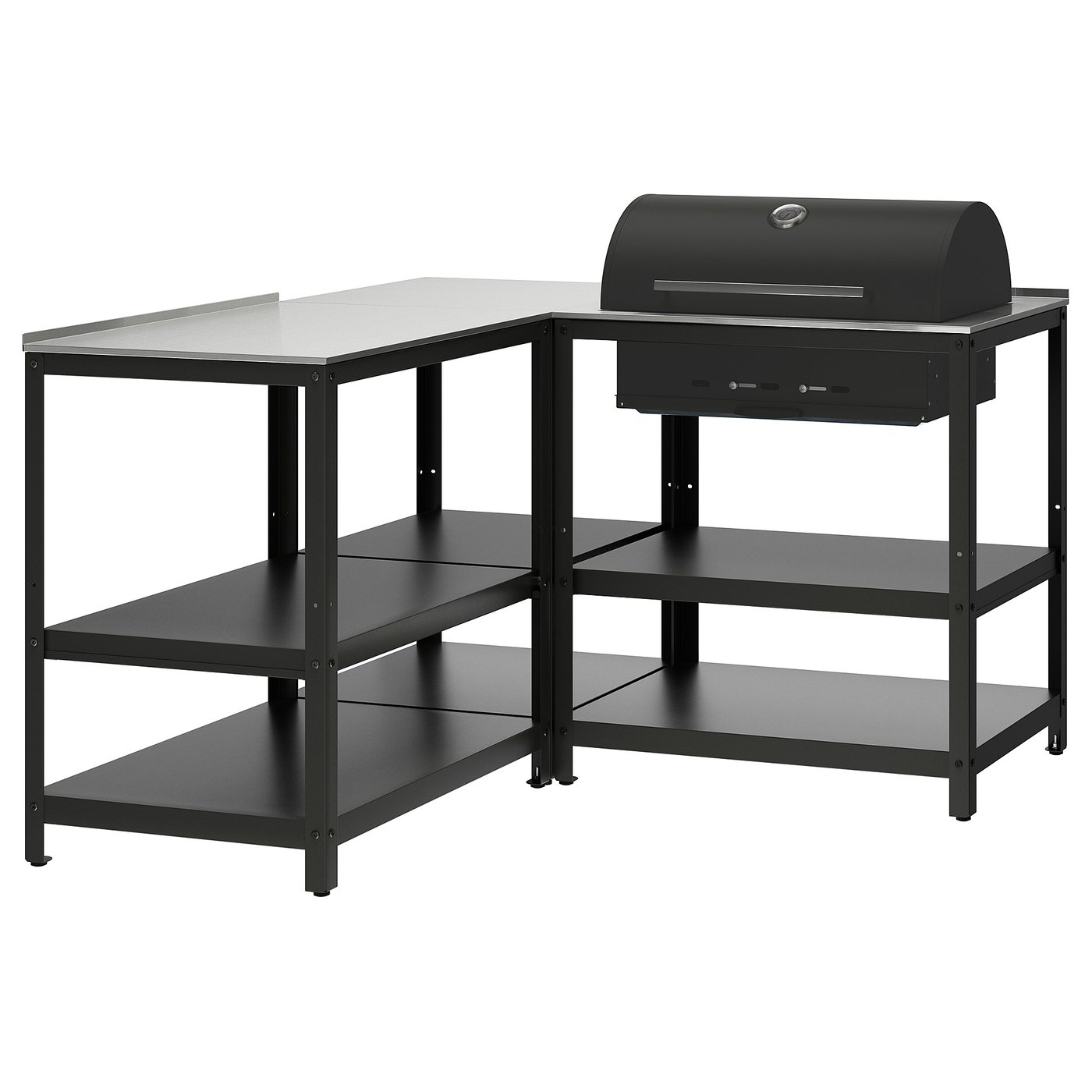 Charcoal Grill W Kitchen Island, Stainless Steel/Outdoor