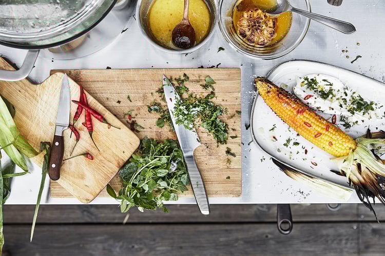 GRILLSKÄR kitchen island shelf unit, black/stainless steel outdoor, 337