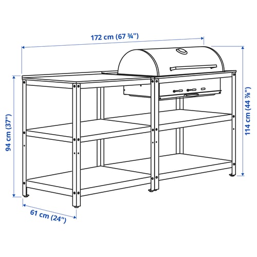Illustration with measurements for the product: GRILLSKÄR.
