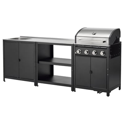 GRILLSKÄR Outdoor kitchen, stainless steel, 96 1/8x24 "