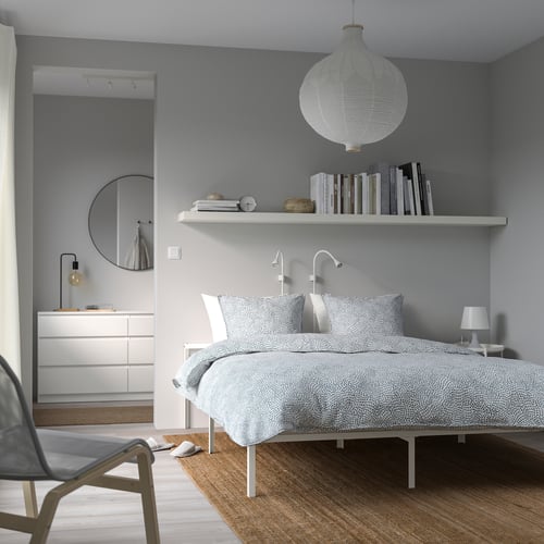 GRIMSBU bed frame, white/Luröy, Queen IKEA
