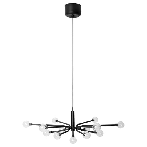 Grinbyn black chandelier with 13 adjustable glass arms.