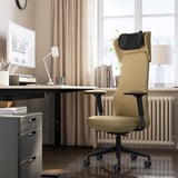 GRÖNFJÄLL Office chair with arm/headrest, Letafors yellow-brown/black