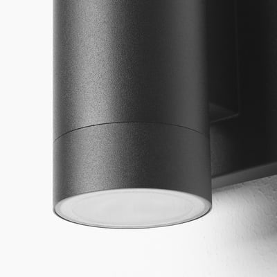 GRÖNSPRÖT Wall up/downlight, hardwired, outdoor black, 6 1/4 "