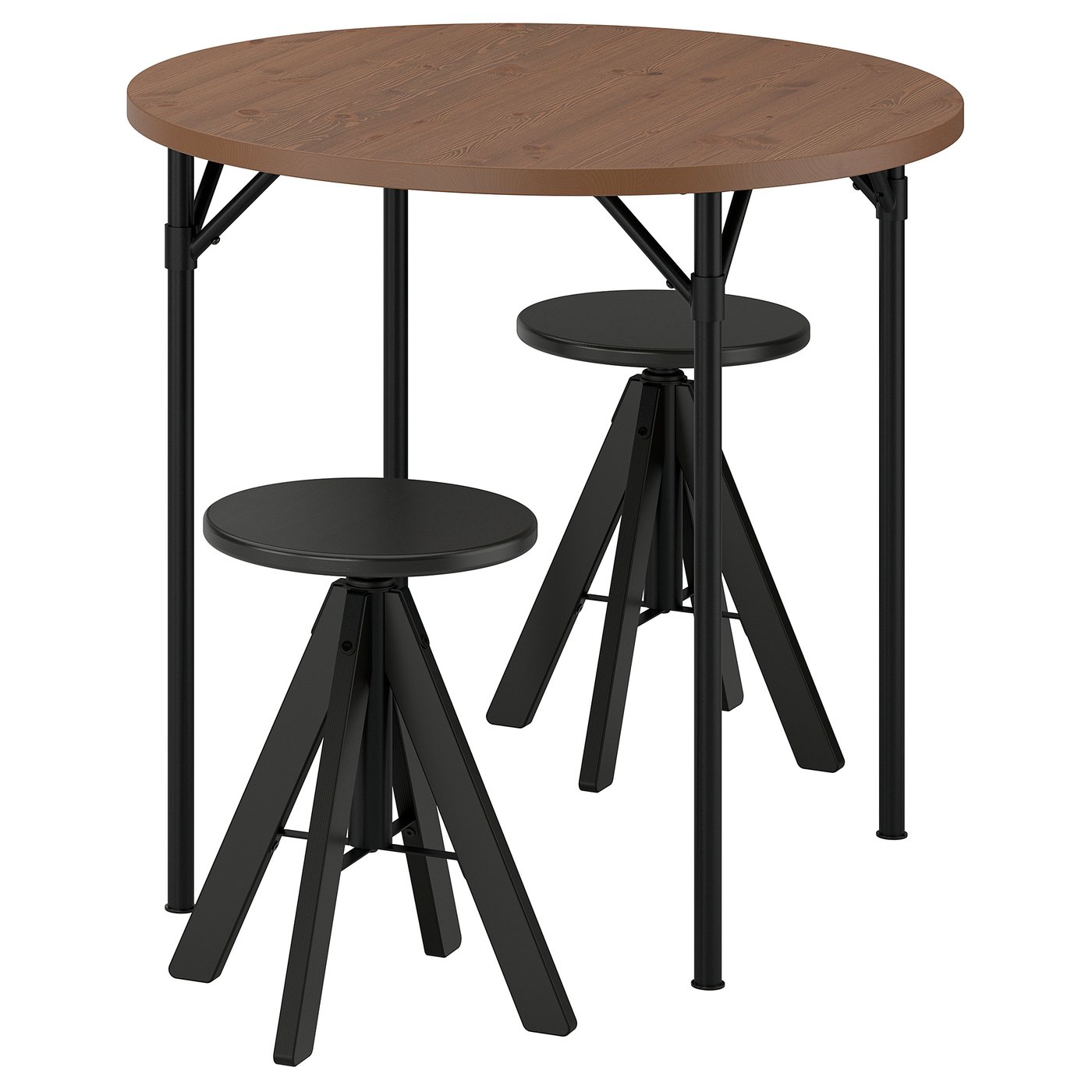 GRÖTÅN / RUDSTORP table and 2 chairs, pine brown stained/black
