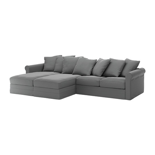 GRÖNLID Sectional, 4seat with chaise/Ljungen medium gray IKEA