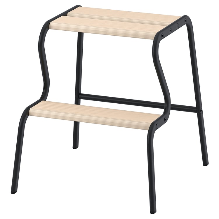 GRUBBAN step stool, black/birch IKEA