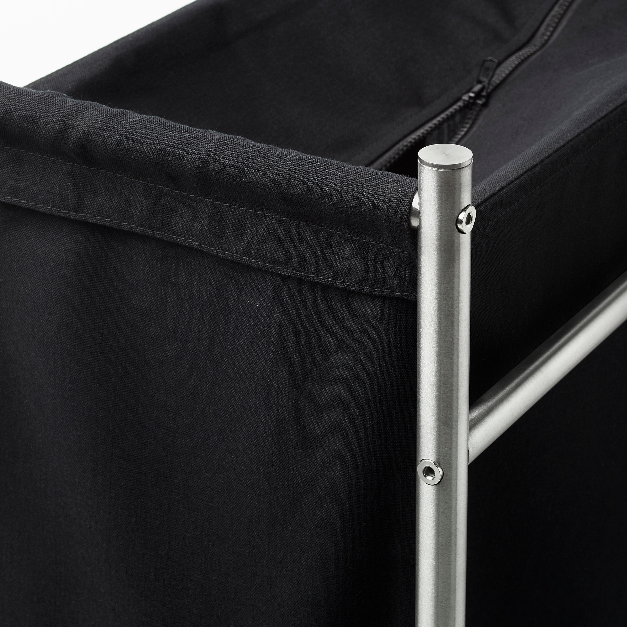 GRUNDTAL Laundry bin with casters, stainless steel, black IKEA