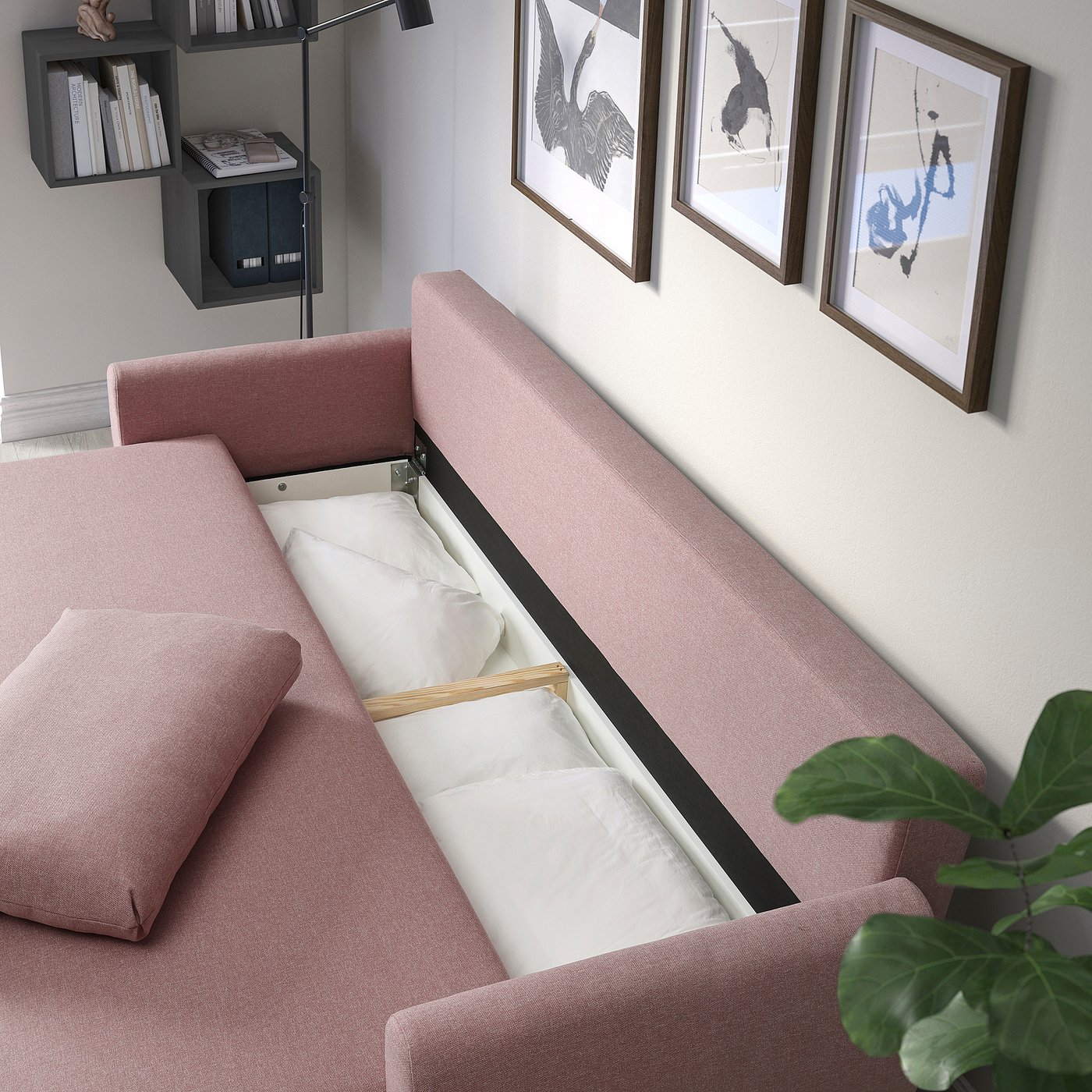 GRUNNARP sleeper sofa, Gunnared light brown-pink - IKEA