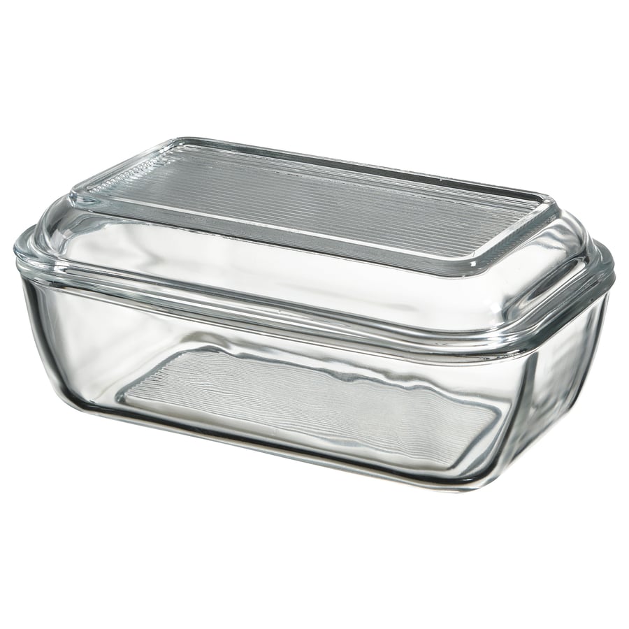 GRYNSOPP Butter dish, clear glass