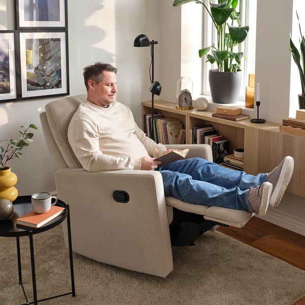 GRYTERYD Recliner rocker armchair, Hakebo beige