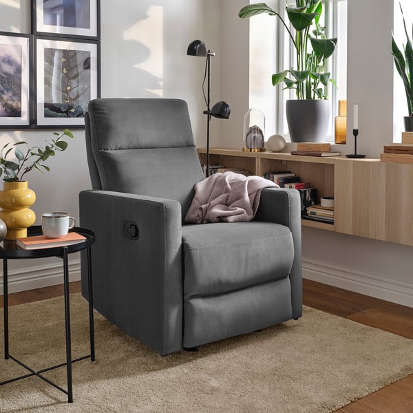 GRYTERYD Recliner rocker armchair, Hakebo dark gray