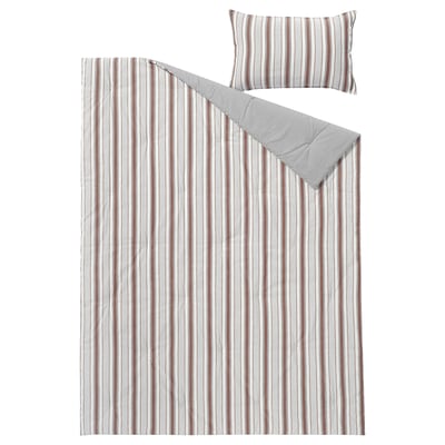 GULDAKLEJA Comforter set, red-brown/stripe, Twin/Twin X-long
