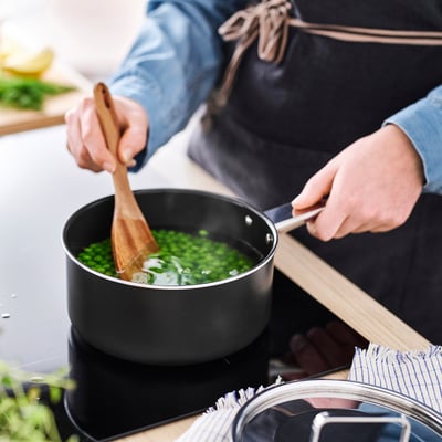 GULDÖRING Saucepan with lid, non-stick coating stainless steel/black-gray, 2.1 qt
