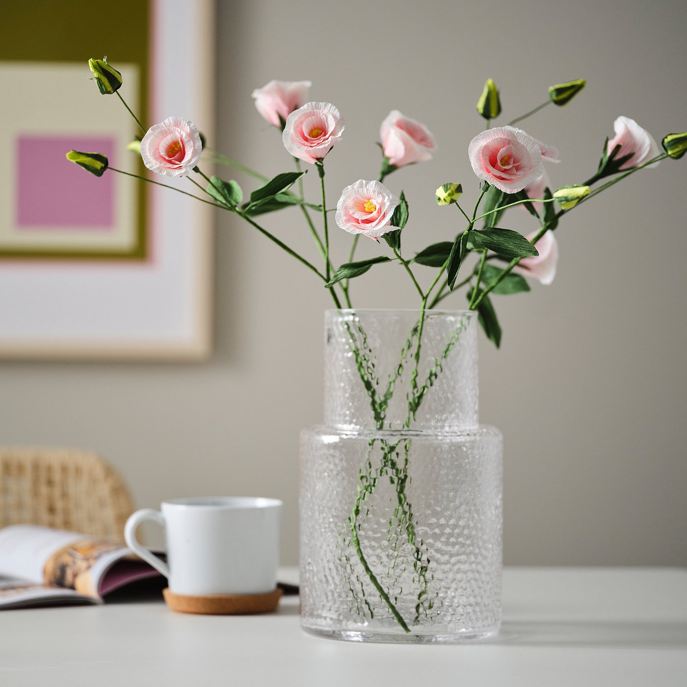 GULDSPETT artificial flower, paper/lisianthus light pink, 21 ¾