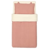 GULDVÄVARE 3-piece bedlinen set for crib, pale pink/beige, 27 1/2x52 "