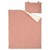 GULDVÄVARE 3-piece bedlinen set for crib, pale pink/beige, 27 1/2x52 "