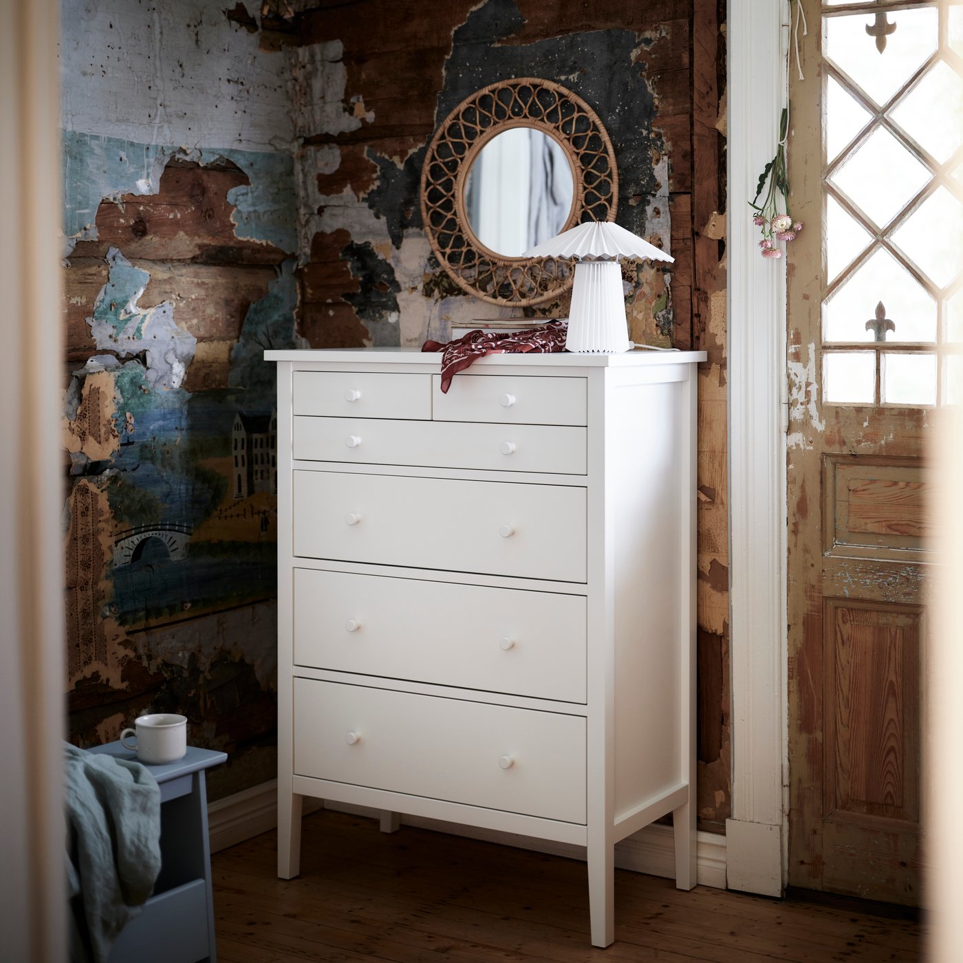 GULLABERG 6-drawer dresser, white/anchor/unlock function, 35x187