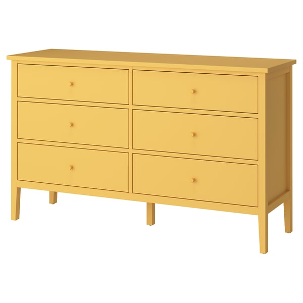 GULLABERG 6-drawer dresser, yellow, 66 1/8x18 7/8x39 3/8 "