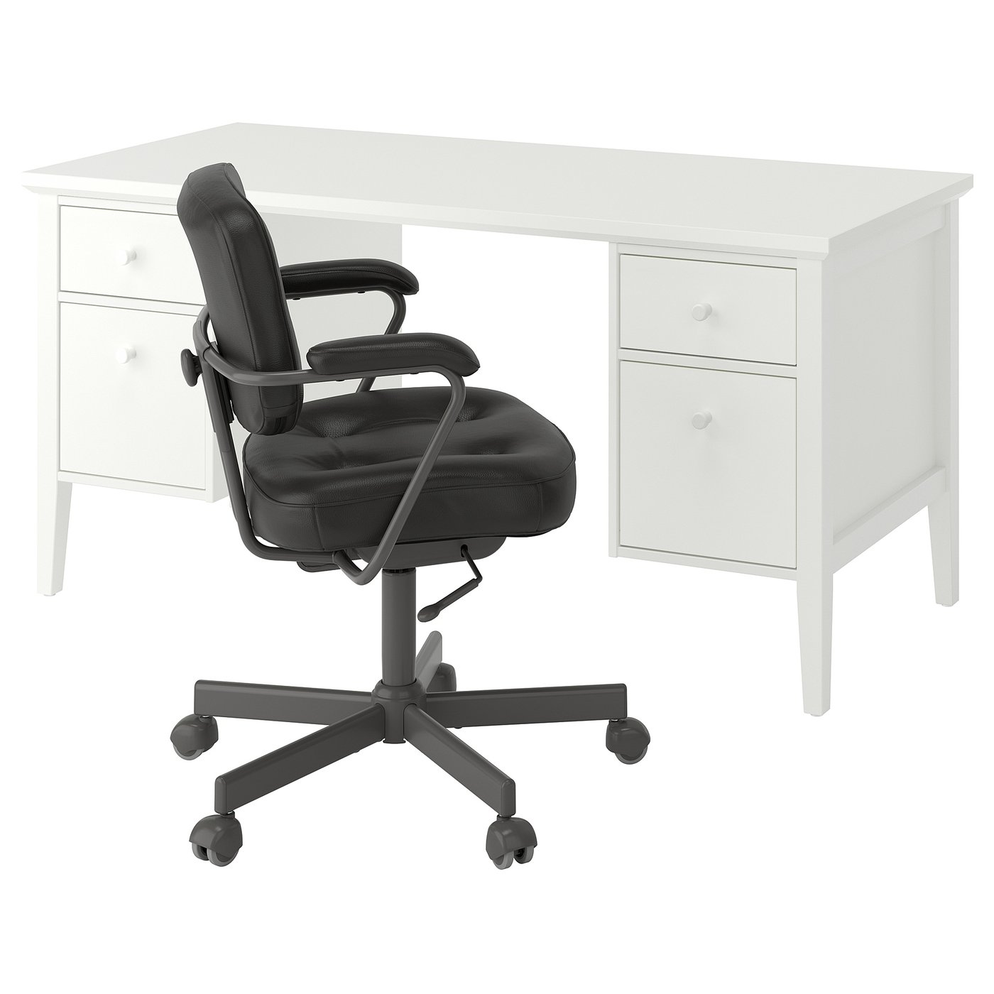 GULLABERG / ALEFJÄLL desk and chair, white/black, 61x255/8