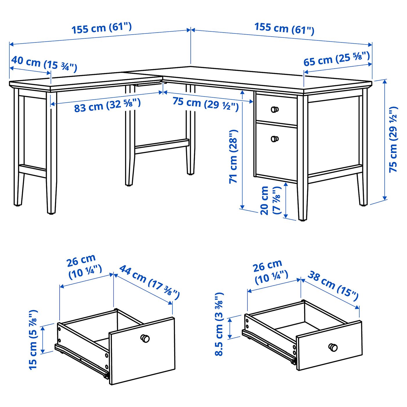 GULLABERG / ALEFJÄLL desk and chair, white/black, 61x61
