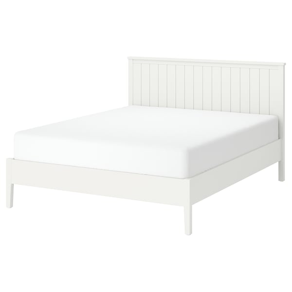 GULLABERG white wood bed frame, traditional design, slatted headboard, sturdy legs.