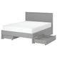 GULLABERG bed, light grey, wooden, rectangular, with 4 drawers.