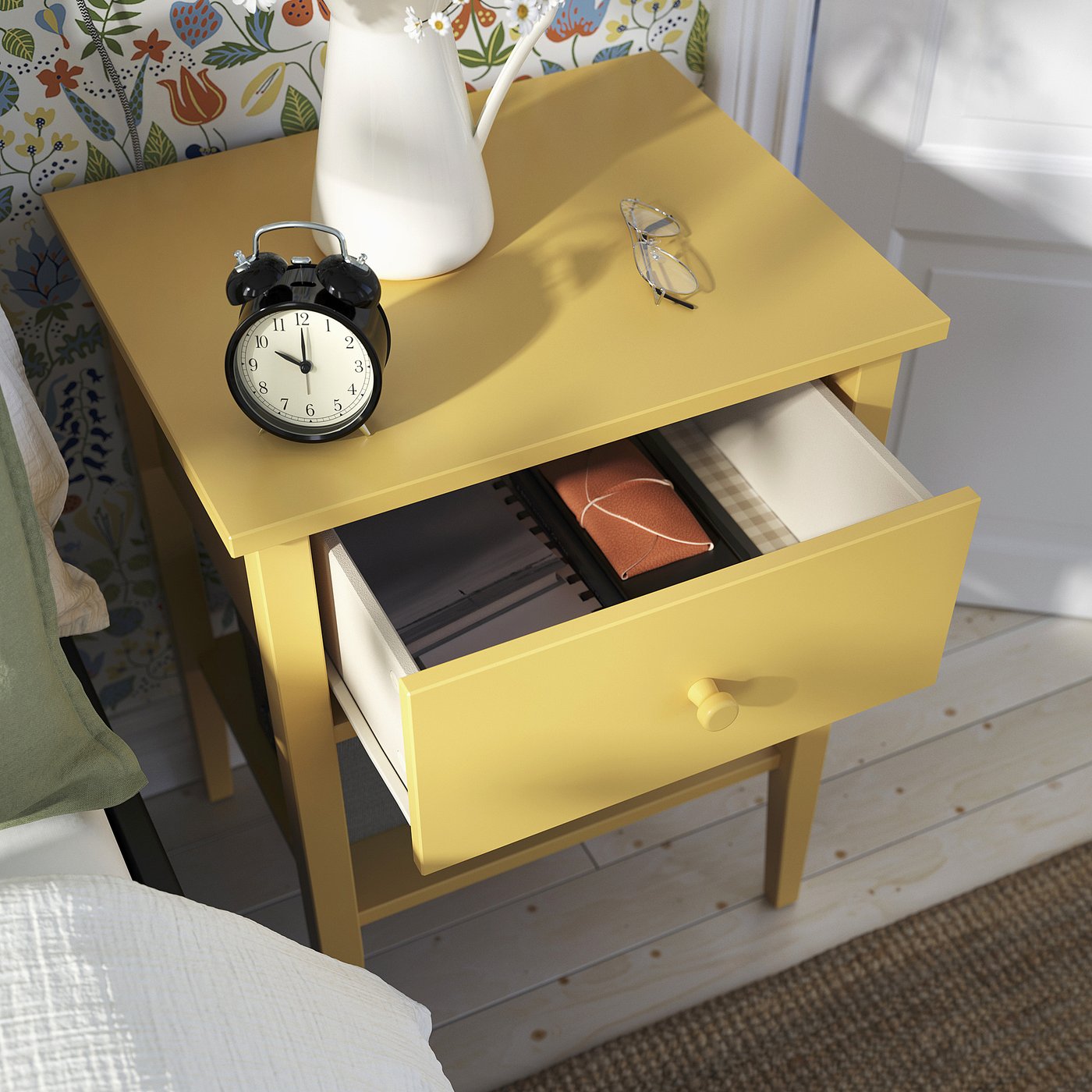 GULLABERG nightstand, yellow/with 1 drawer with shelf, 207/8x167
