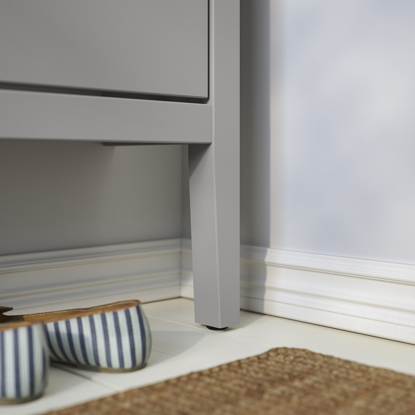 Shoe cabinet with 4 compartments, gray 5