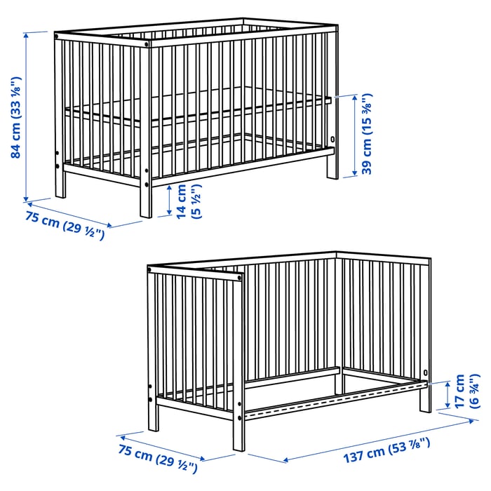 GULLIVER crib, white, 271/2x52" IKEA