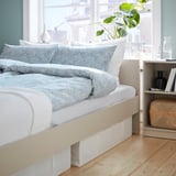 GURSKEN Bed frame with headboard, light beige, Full/Double