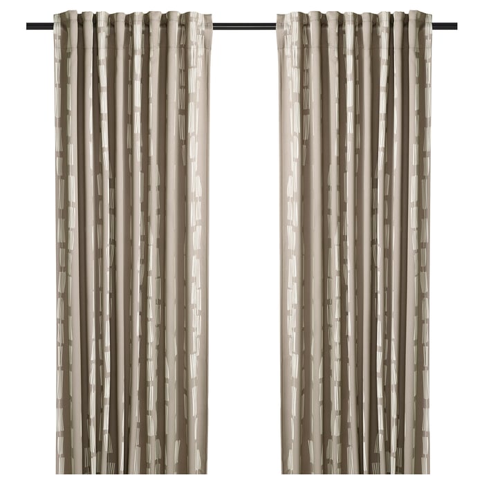 HÄCKBERBERIS room darkening curtains, 1 pair, beige, 50x98" IKEA