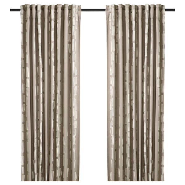 HÄCKBERBERIS Room darkening curtains, 1 pair, beige, 50x98 "
