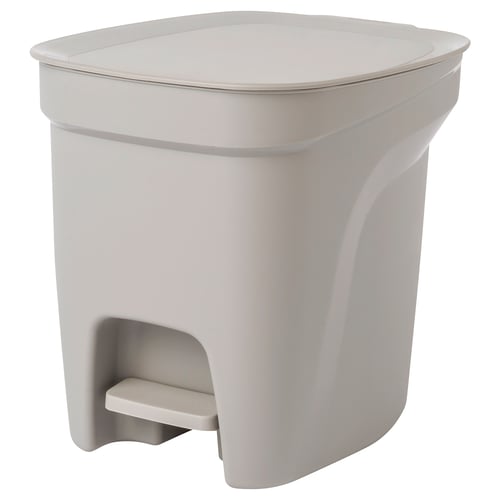 A white HÄCKSAX pedal bin with a sleek, cylindrical shape and easy grip handles on the back. The bin is made of polypropylene plastic.
