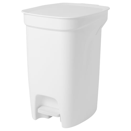 White HÄCKSAX step-trash bin, round, plastic.