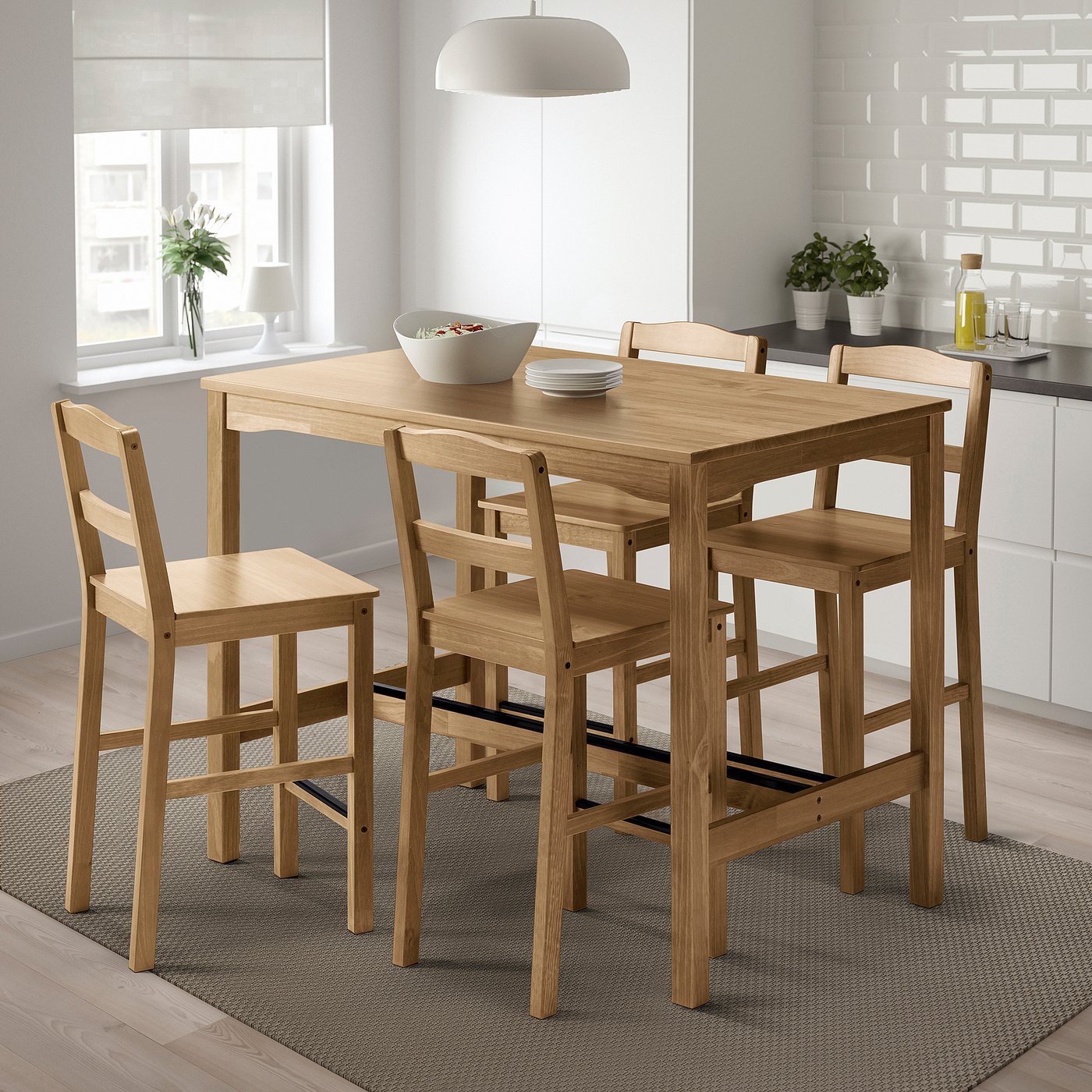 Antique Stain High Top Table And Chairs Ikea HÄGERNÄS Bar Table