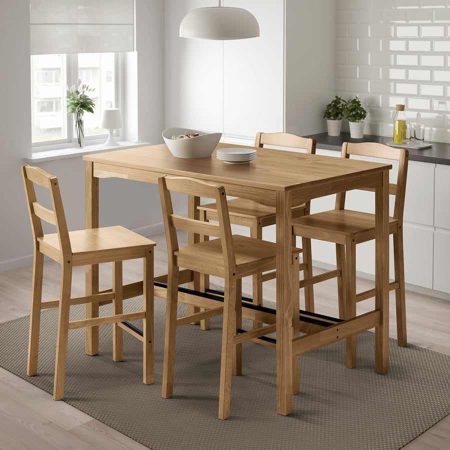 HÄGERNÄS bar table and 4 bar stools, antique stain pine - IKEA