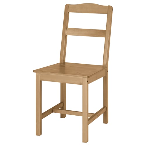 A HÄGERNÄS chair, light brown, made of solid pine, with a classic design and slatted back.