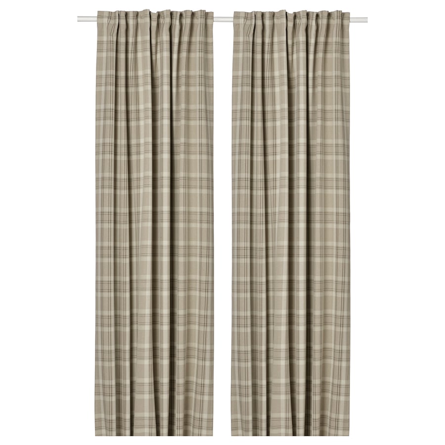 HÄGGVECKMAL Room darkening curtains, 1 pair, beige/with heading tape, 57x84 "