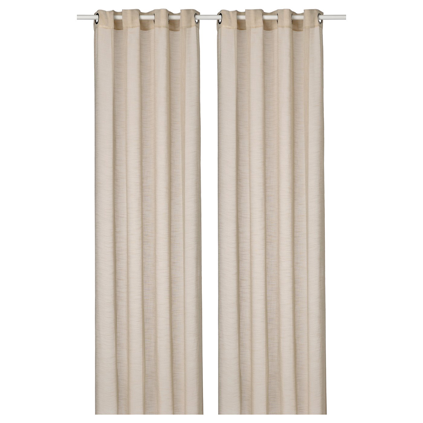 HÄLLEBRÄCKA sheer curtains, 1 pair, light beige/with eyelets
