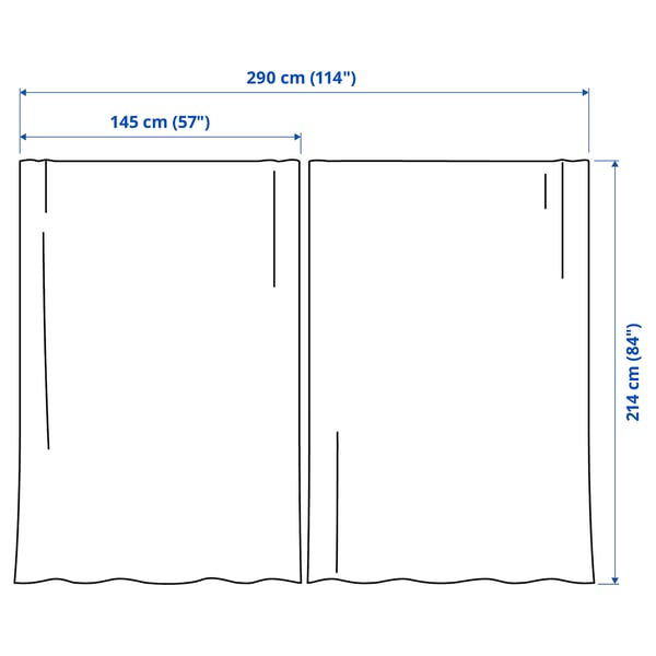 HÄLLEBRÄCKA Sheer curtains, 1 pair, light beige/with eyelets, 57x84 "